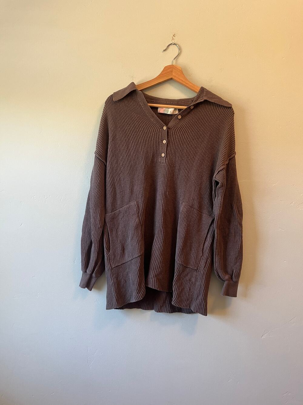 Free People FP Beach Brown Knit Pullover Sweater